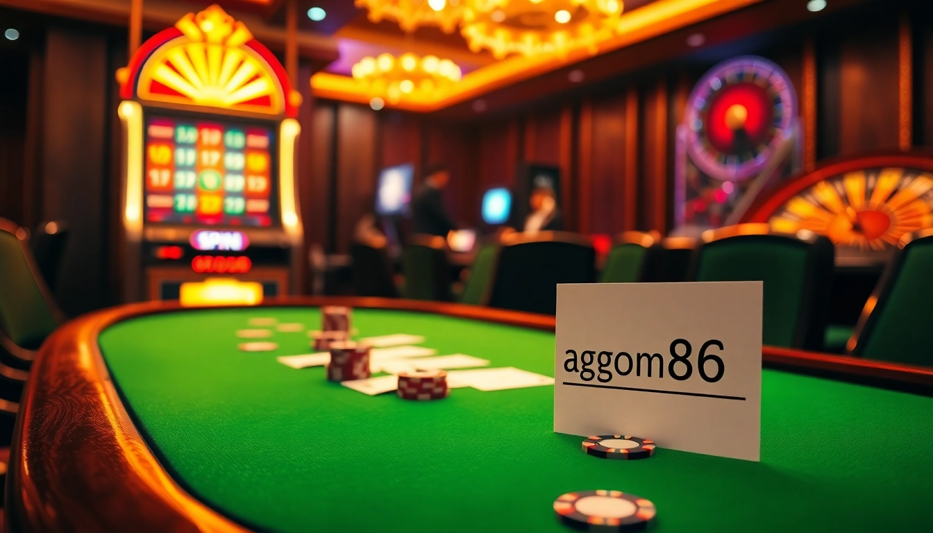 Gamblers strategizing at a luxurious poker table featuring jagoan86 betting slips amidst vibrant casino elements.