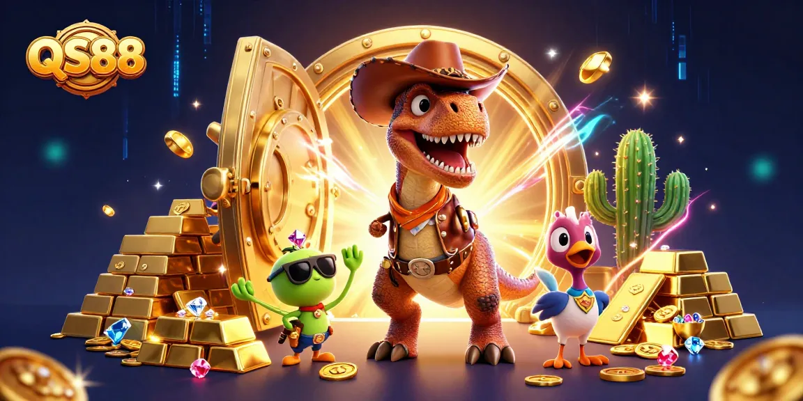 Engage with QS88's exciting casino adventures featuring vibrant characters and treasure-filled atmosphere.