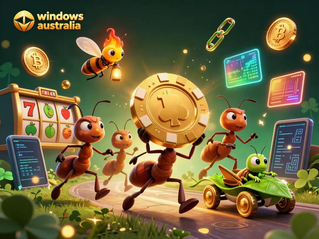 Experience excitement at windows casino australia with playful ants on a heist, showcasing fun casino elements.