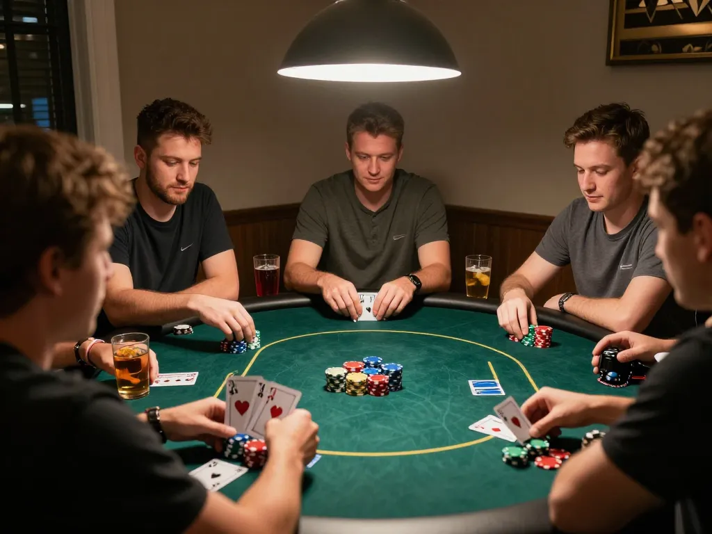 nk88 players enjoying a lively poker game night with colorful chips and friendly competition