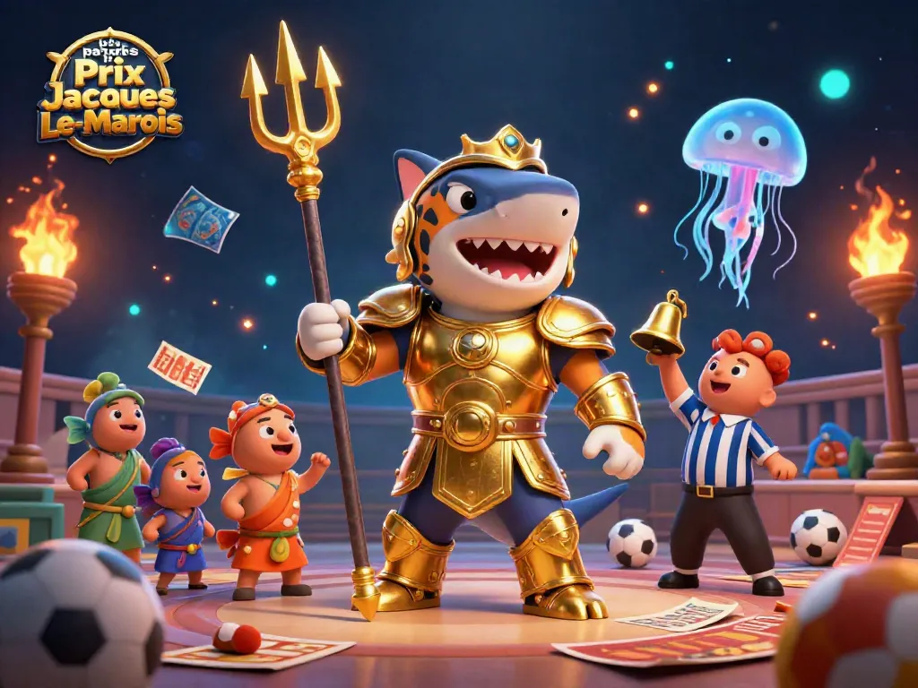 Experience the excitement of les paris sur le Prix Jacques-Le-Marois with a vibrant 3D shark-themed betting illustration.