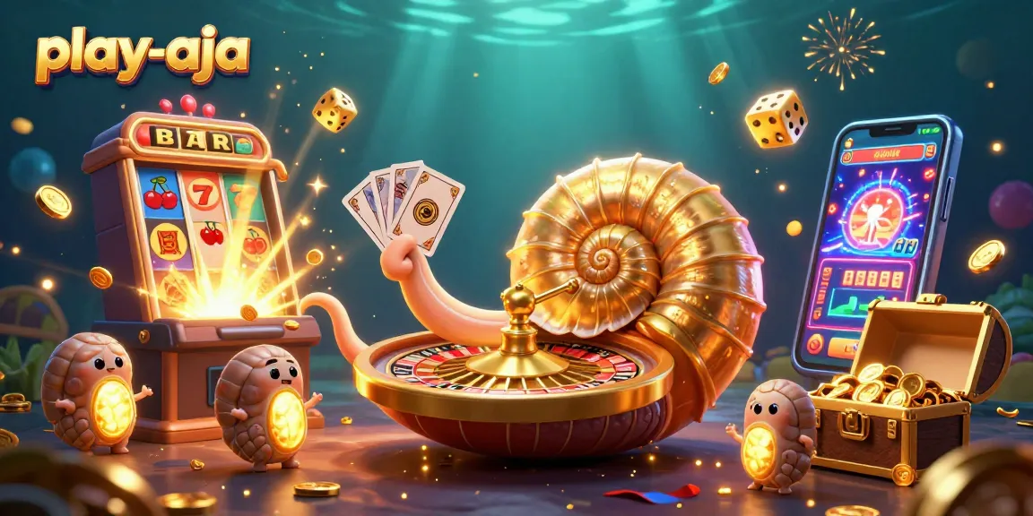 Play-aja brings excitement with a giant nautilus roulette wheel amid a vibrant jackpot scene.