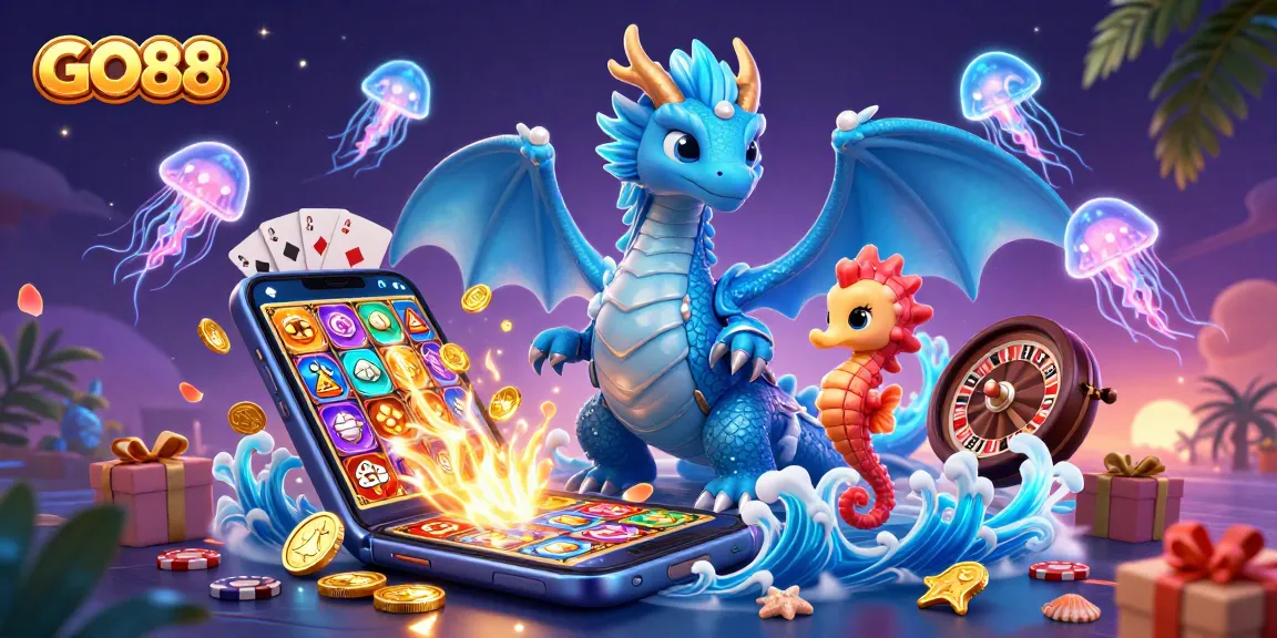 Join GO88 to experience thrilling animated slot gaming action with eye-catching characters and glowing elements.