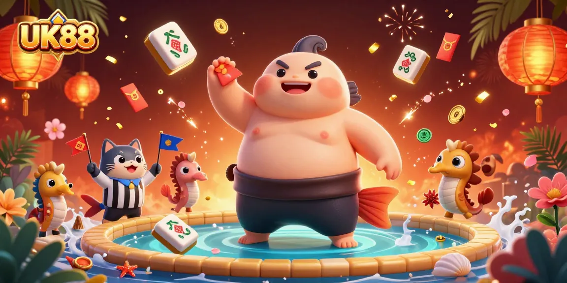 Engage with UK88's thrilling underwater casino scene featuring cartoon characters and vibrant game elements.