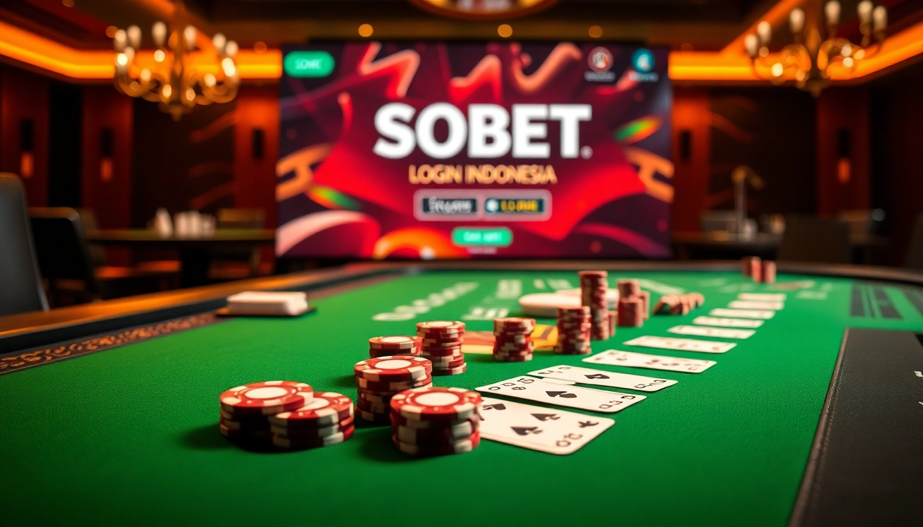 Experience sbobet login indonesia at a luxurious casino table with vibrant games and high-stakes action.