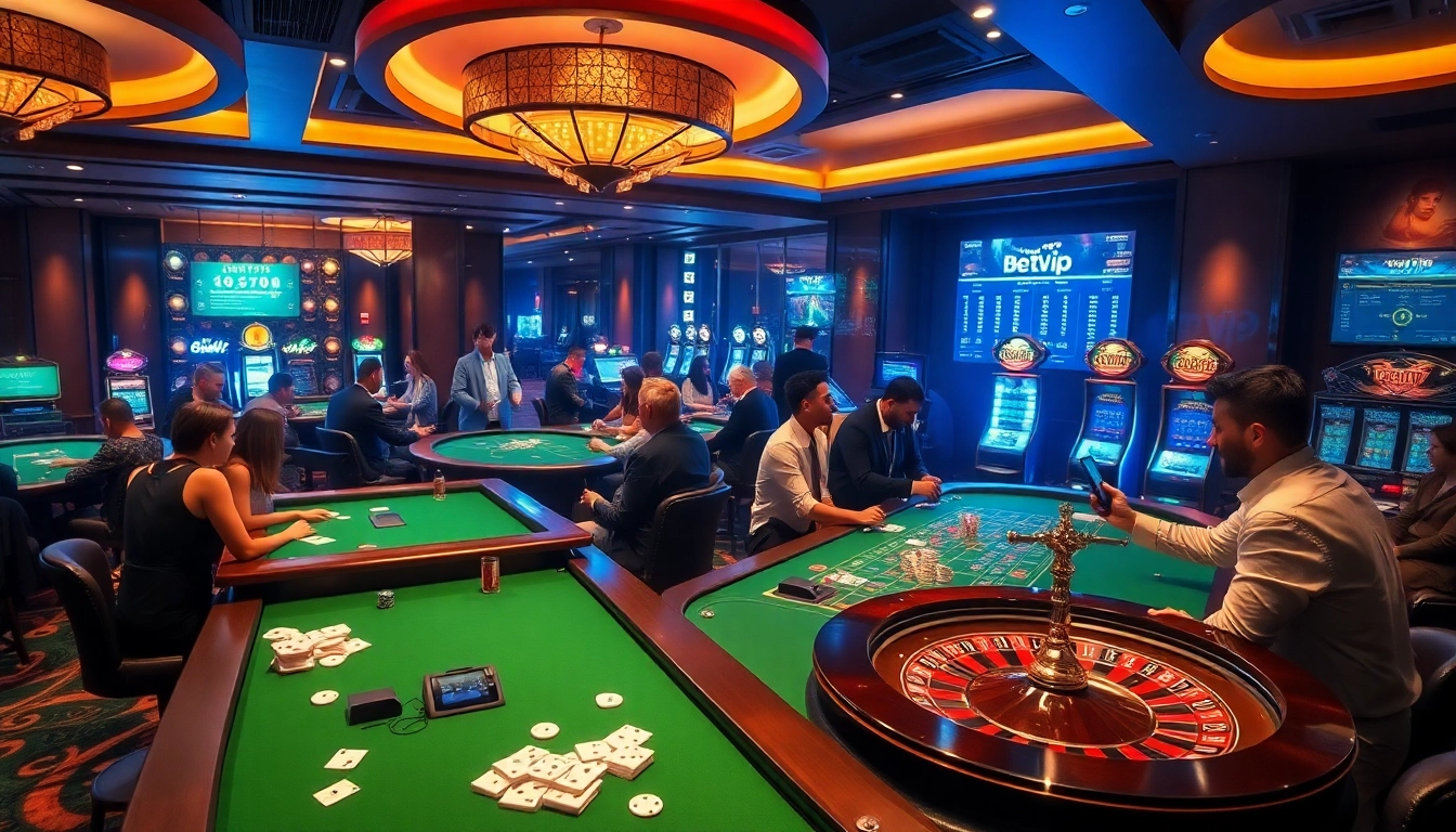 Trải nghiệm sự hồi hộp khi cược với ứng dụng betvip trong môi trường casino sang trọng.