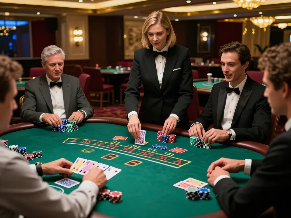 Go8 blackjack table featuring intense gameplay with players placing bets and celebrating wins.
