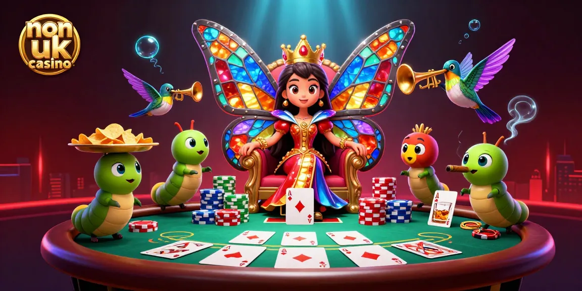 Engage with the exciting non uk casino atmosphere featuring vibrant characters and poker elements.