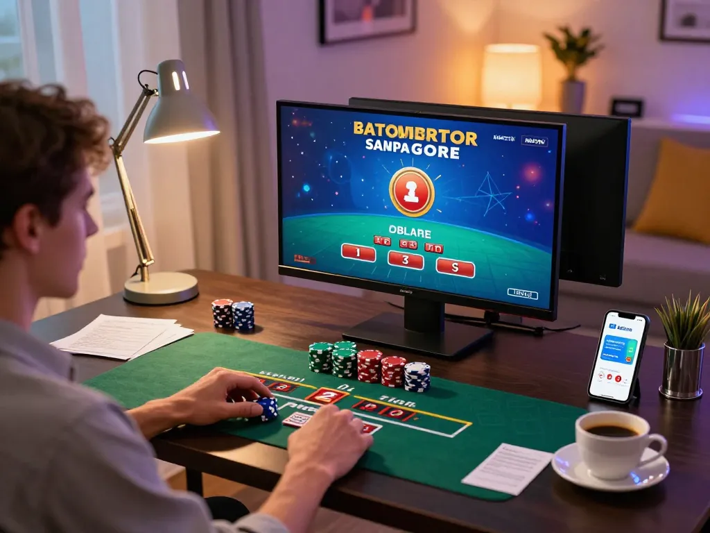 A player engaging with the mb66an online casino app during a live blackjack game at home.