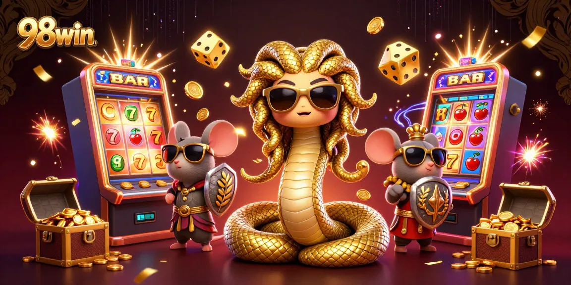 Spin the reels with 98win in an electrifying casino scene filled with jackpots and excitement!