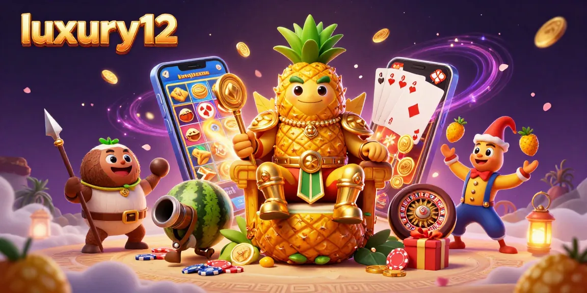 Menangkan permainan judi di luxury12 dengan raja nanas emas dan elemen kasino yang penuh warna.