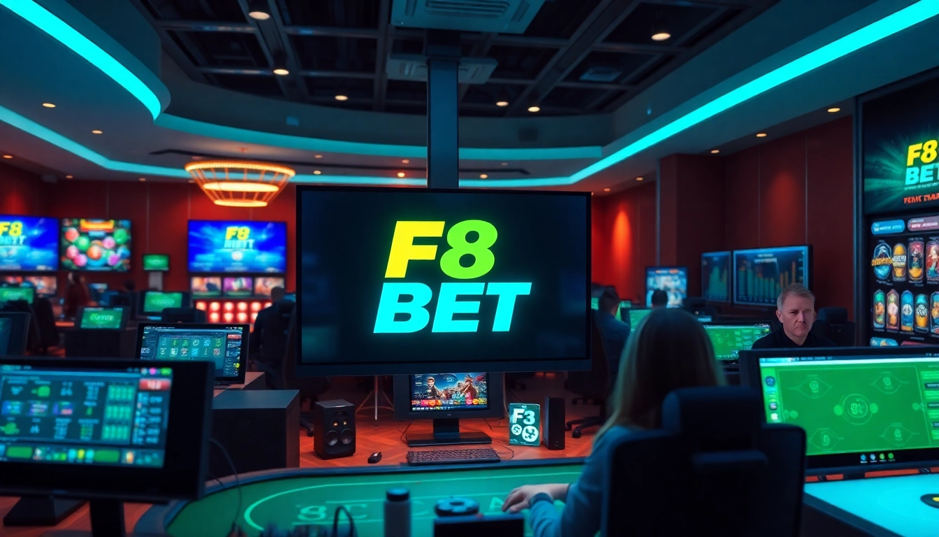 F8 BET logo displayed in a vibrant online gaming environment showcasing diverse game options.