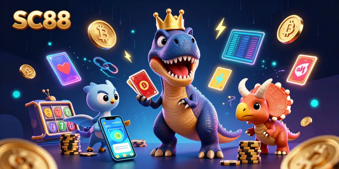 Join SC88 for an exciting card game adventure with dino characters and crypto elements