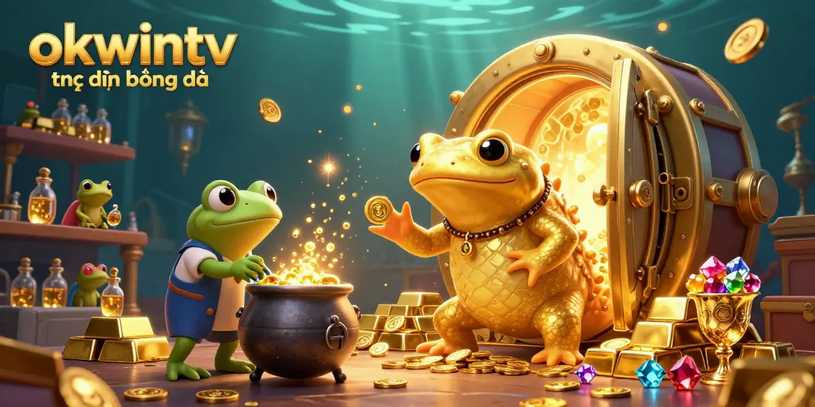 Engage with okwintv trực tiếp bóng đá in a vibrant scene showcasing gold coins and magical elements.