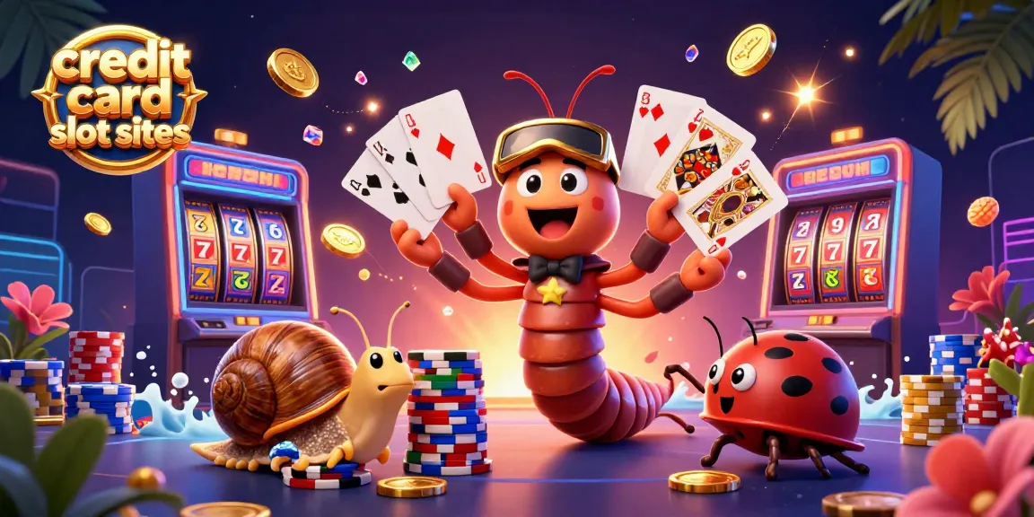 Experience thrilling gameplay at credit card slot sites featuring vibrant characters and dynamic game elements in a rich casino scene.