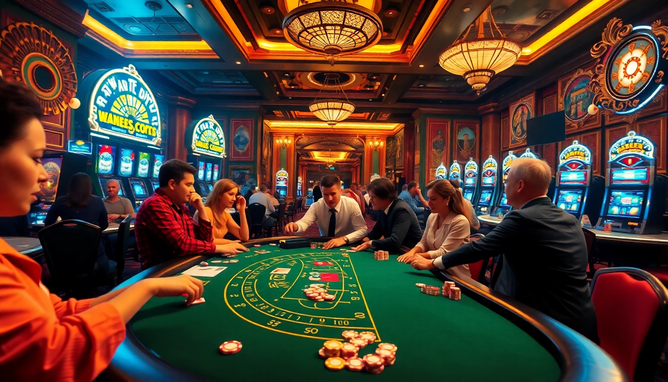 Mainkan jalantoto di meja blackjack yang ramai dengan suasana kasino yang hidup.