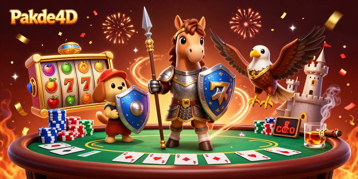 Win big with Pakde4D as medieval characters engage in a bustling casino atmosphere.