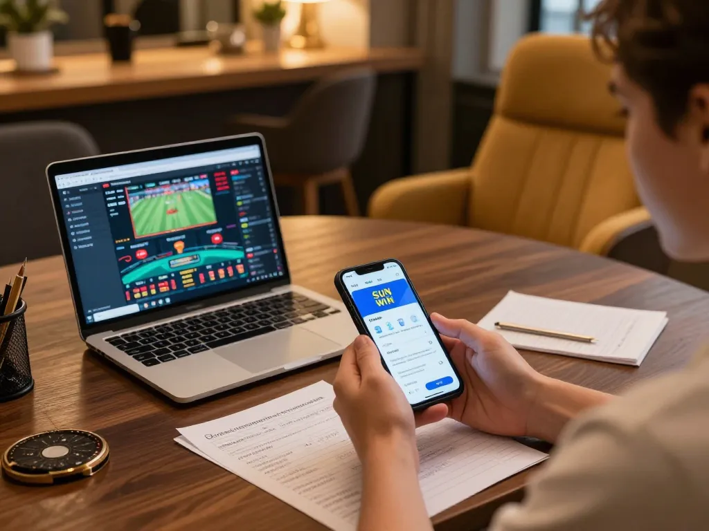 Experience the thrill of Sun win with strategic mobile gaming in a comfortable home setting