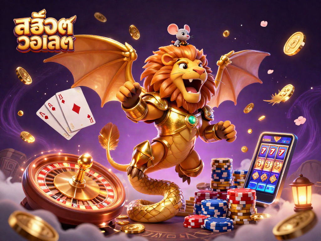 Engage with exciting สล็อตวอเลท gameplay among a vibrant casino scene featuring rewards and dynamic elements.