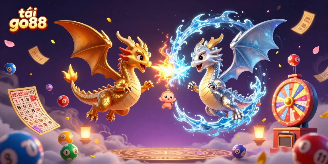 Experience exciting gameplay with tải go88, featuring colorful lottery elements and dynamic dragons.