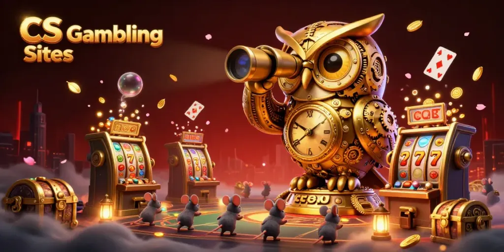 Engaging scene showcasing CS Gambling Sites with vibrant characters engaging at slot machines and dynamic game elements.