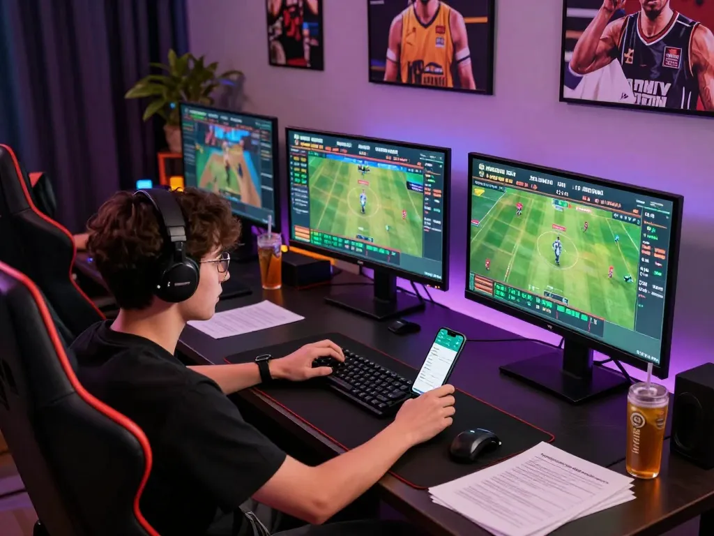 Active sports betting scene showing soi keo nha cai app on smartphone, reflecting modern gambling excitement.