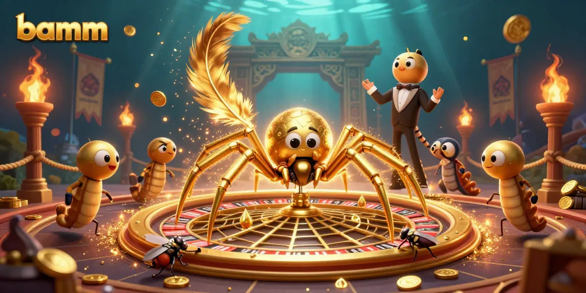 Experience the thrill of betting at bamm's energetic casino with the vibrant spider and centipede duo.