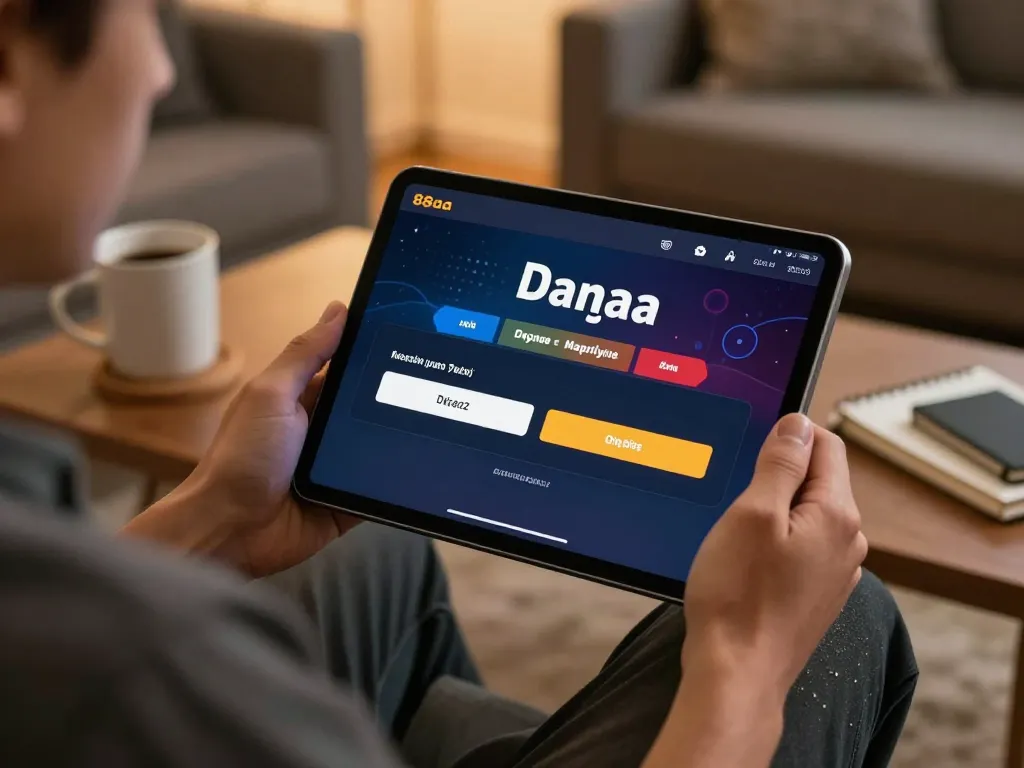 Player accessing 88aa đăng nhập on tablet, showcasing online gambling excitement.