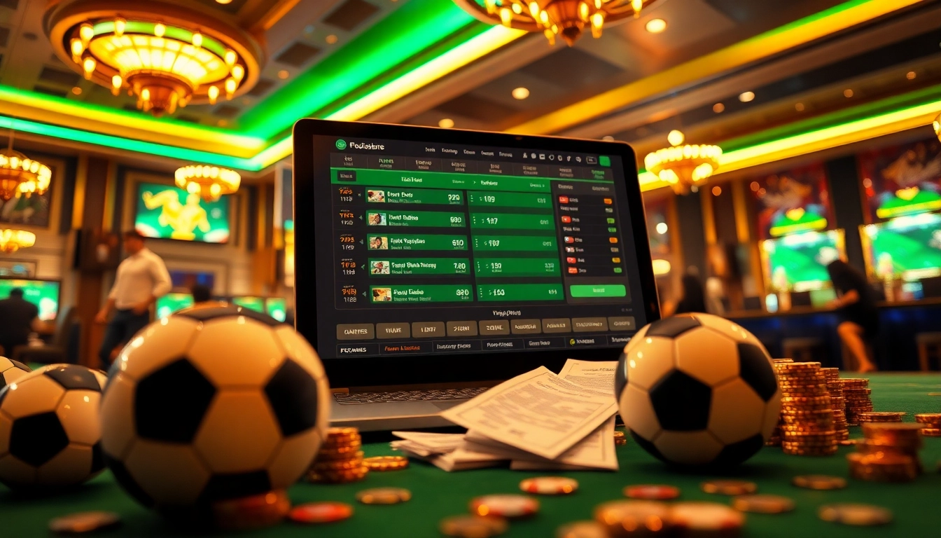 Engaging interface of a trang web cược bóng đá showcasing live betting excitement and vibrant elements.