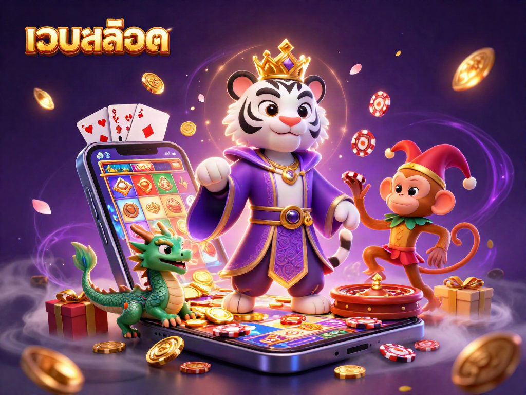 Experience thrilling เว็บสล็อต action with a lively 3D scene featuring rich casino elements.