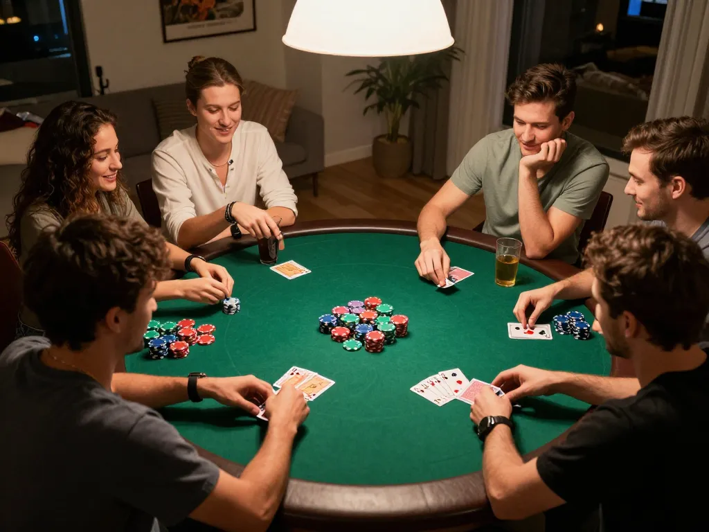 badak178 players engaged in a thrilling home poker night with colorful chips and cards
