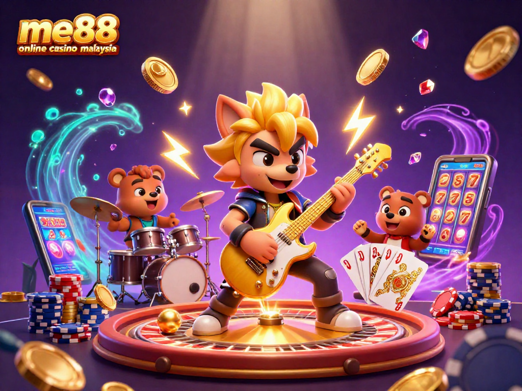 Enjoy the thrill of me88 online casino malaysia with vibrant casino-themed characters and action.