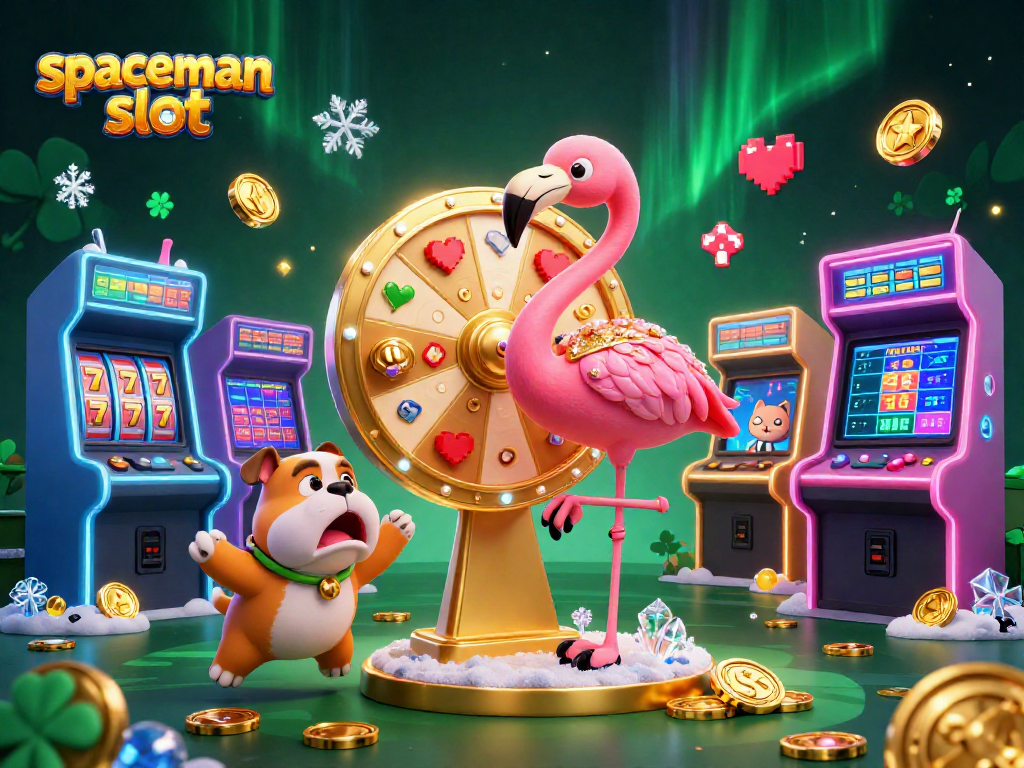 Experience thrilling wins with spaceman slot, featuring a vibrant 3D gaming scene filled with excitement.