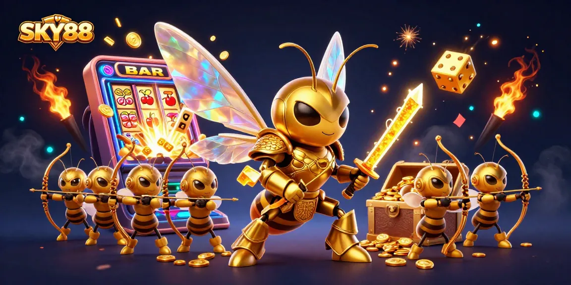 Engage in fun at SKY88 with vibrant 3D slots, golden hornet warriors, and jackpot excitement!