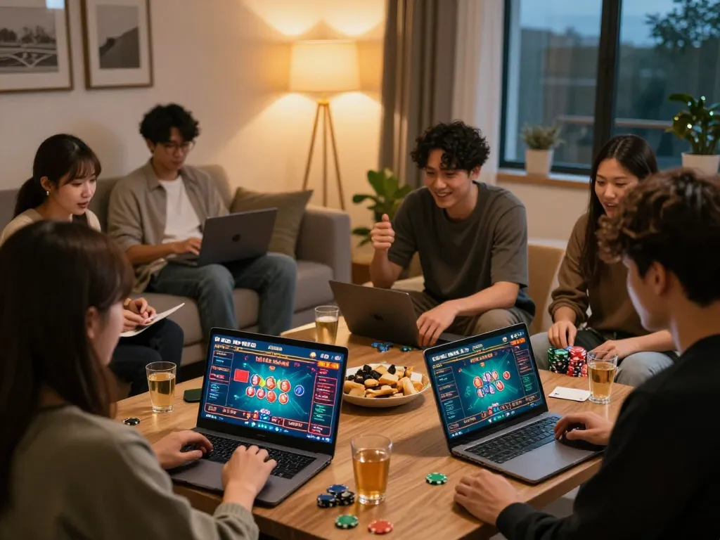 Pemain menikmati pengalaman kenzototo login sambil terlibat dalam permainan poker online yang menarik di rumah.