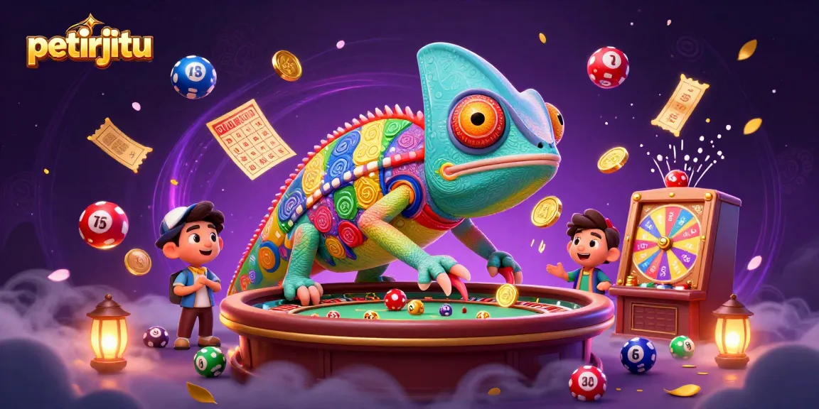 Petirjitu menyajikan suasana kasino dengan karakter chameleon yang unik dan berbagai elemen permainan menarik.