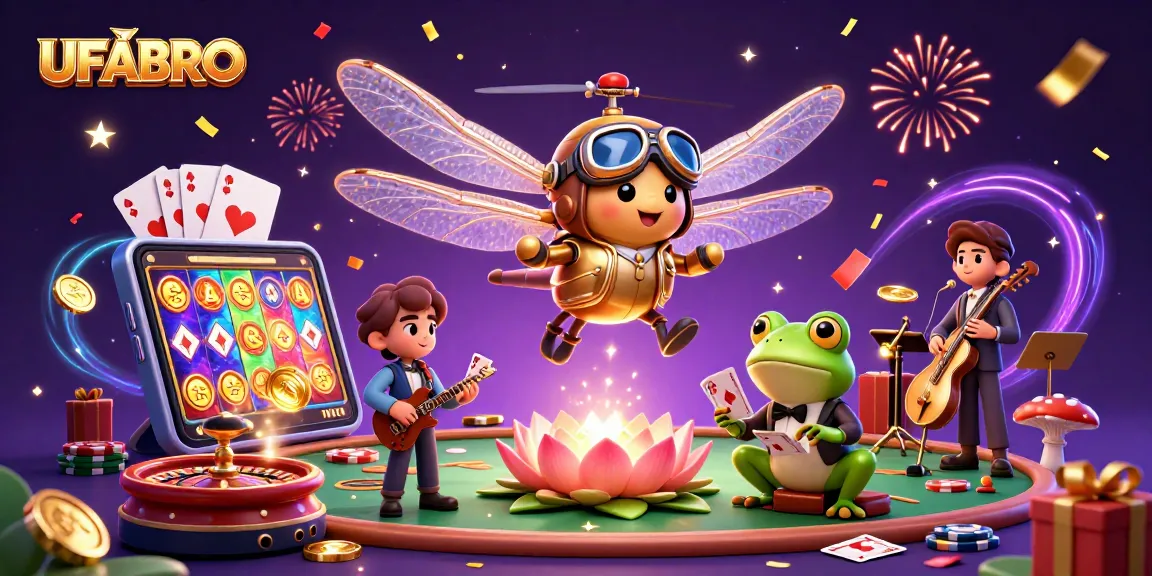 UFABRO showcases a vibrant casino scene with dynamic characters and exciting gaming elements.