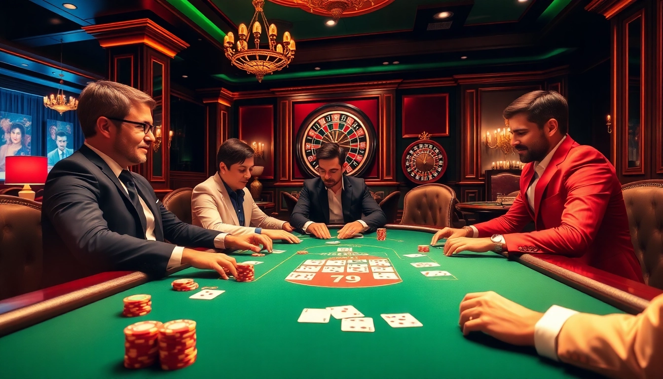 Experience the excitement of gambling at fun79 with vibrant poker scenes and high-stakes play.