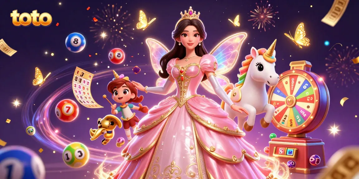 Experience the excitement of the toto lottery with vibrant characters, colorful balls, and magical elements.