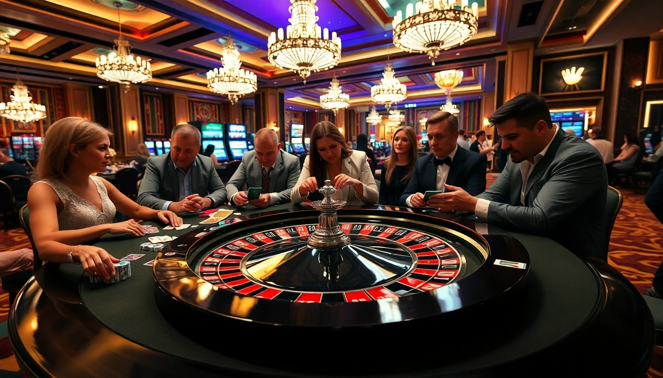 Experience the excitement of Casino gameplay with engaged players at a roulette table.