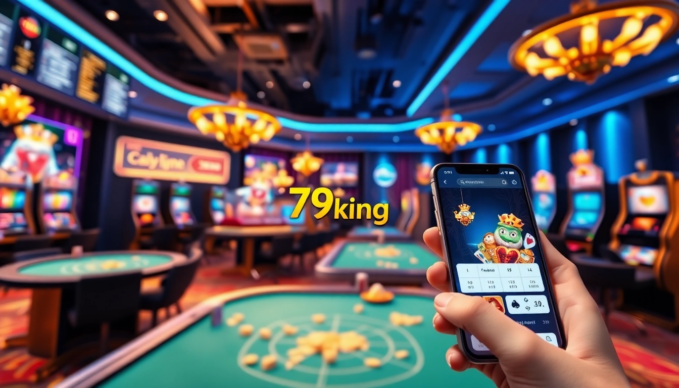 Una interfaz de juego en línea bulliciosa que ilustra 79king hn con características de juego atractivas y un diseño vibrante.