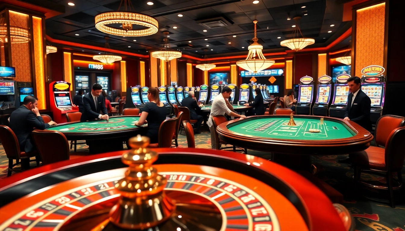 Immerse yourself in the thrilling atmosphere at MM88, where players engage in exhilarating casino games like poker and roulette.