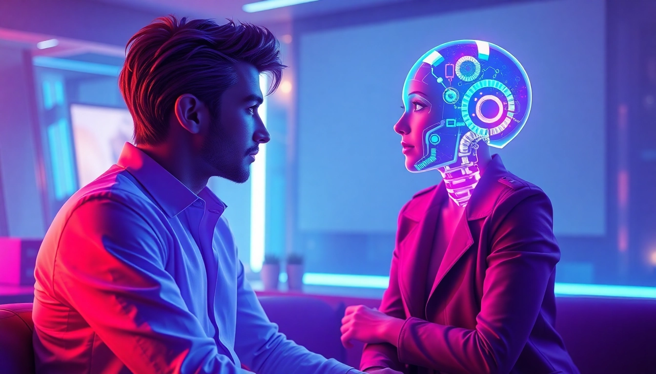 Engaging sex AI chat with a virtual avatar in a futuristic setting