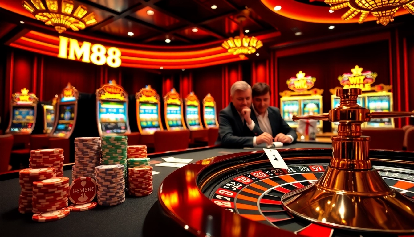Players engaging in intense poker action at MM88 casino, highlighting excitement and winning chances.