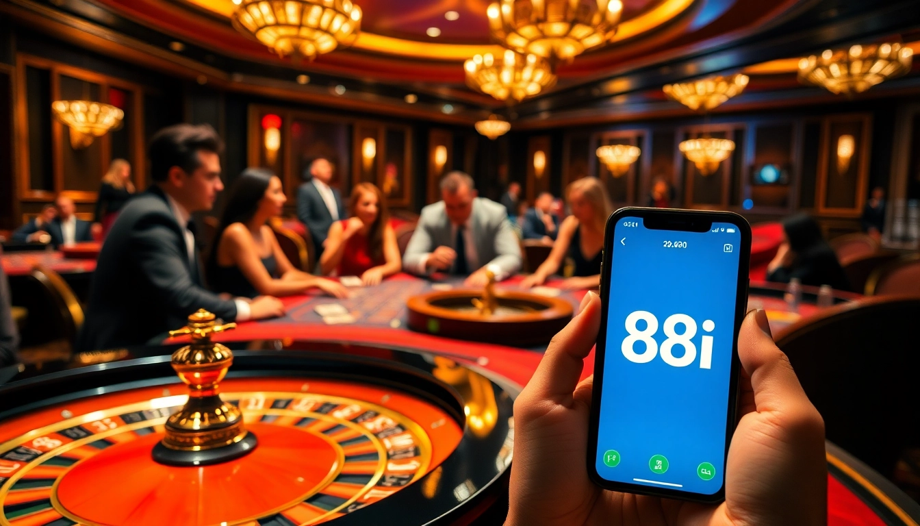 Experience the excitement of gaming at 88i with players at a luxurious casino table.
