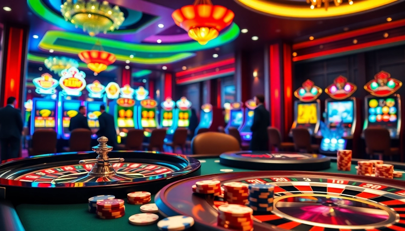 Experience the thrill of casino action with eejl at a vibrant poker table and roulette wheel.