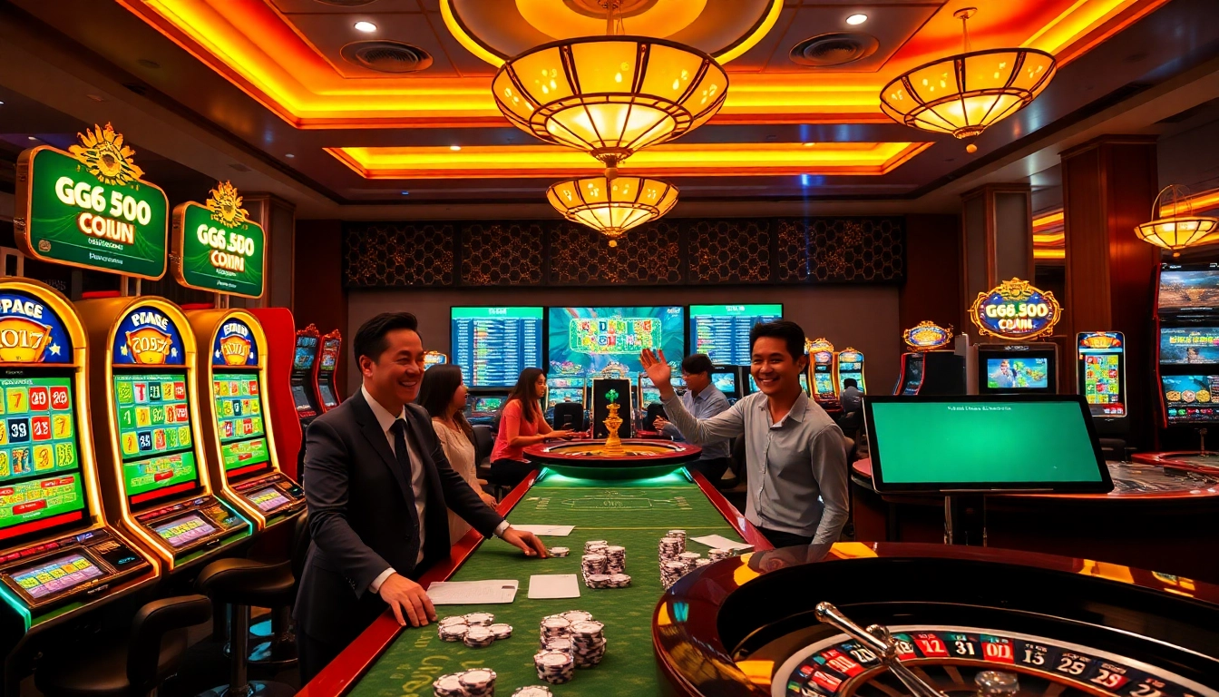 Players enjoying diverse games on gg88 com's online casino platform featuring poker, slots, and betting options.