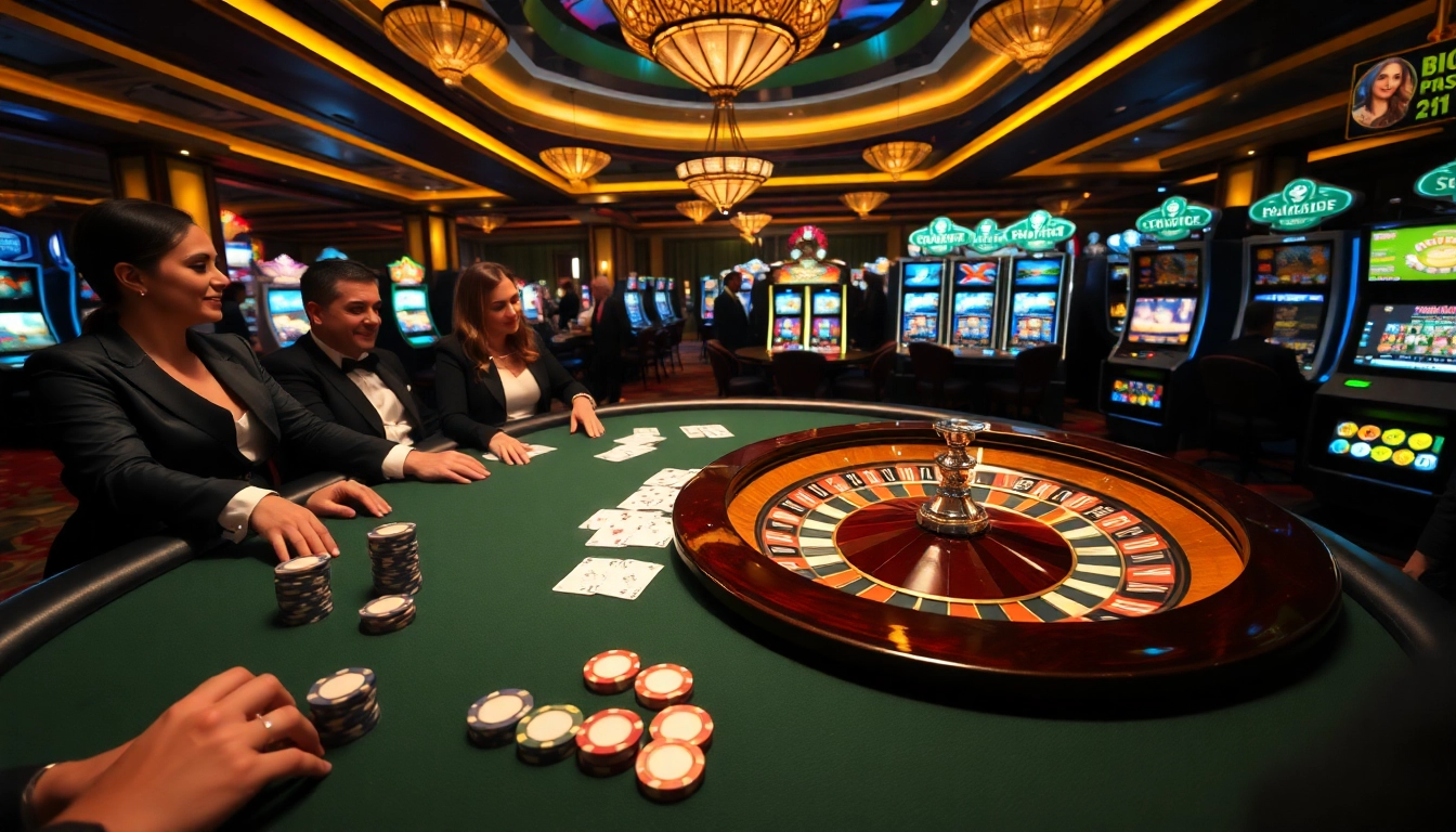 Engaging poker game at a luxurious casino with https://kk55.blue/ showcasing vibrant chips and cards.