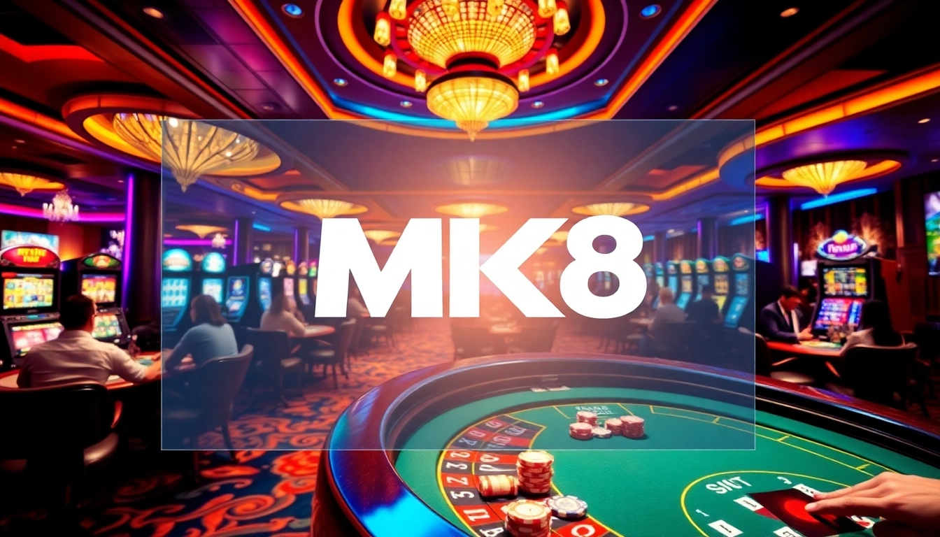 Engaged players enjoying a thrilling gambling experience at MK8 online casino, showcasing excitement and luxury.