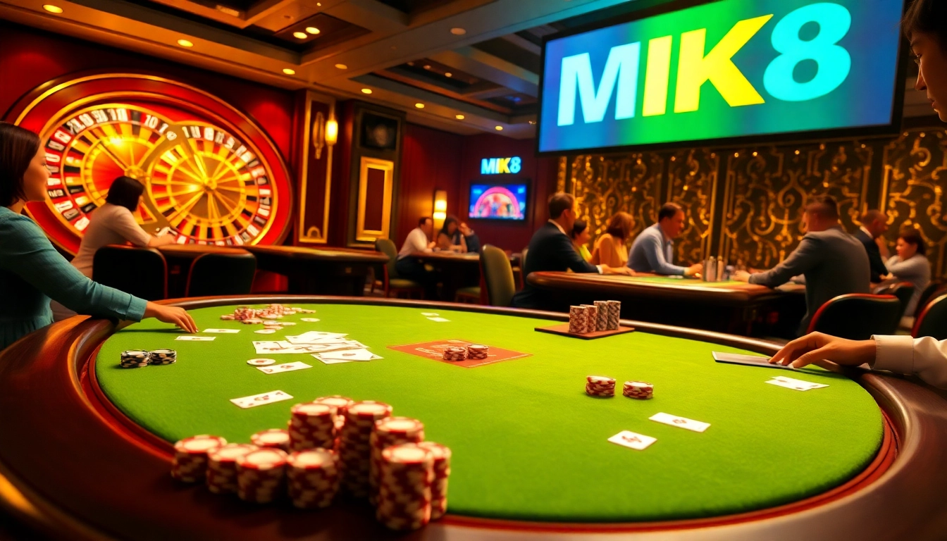 Experience thrilling MK8 gaming at a luxurious casino table with vibrant roulette and poker.